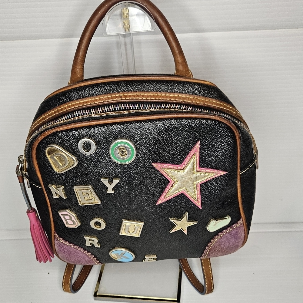 Y2K Dooney&Bourke Square Backpack Purse ,Graffiti Charms, Lindsay Lohan Vintage.